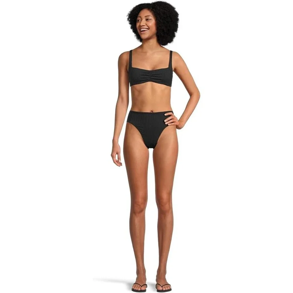 L*Space Savannah Classic Bikini Bottom Womens Small Black Stretch Swimwear TLW20